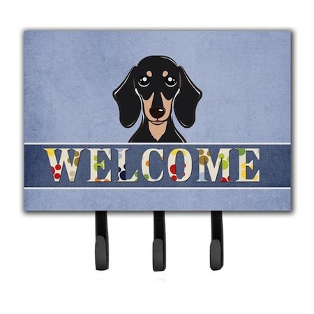 Carolines Treasures Carolines Treasures BB1401TH68 Smooth Black And Tan Dachshund Welcome Leash & Key Holder BB1401TH68